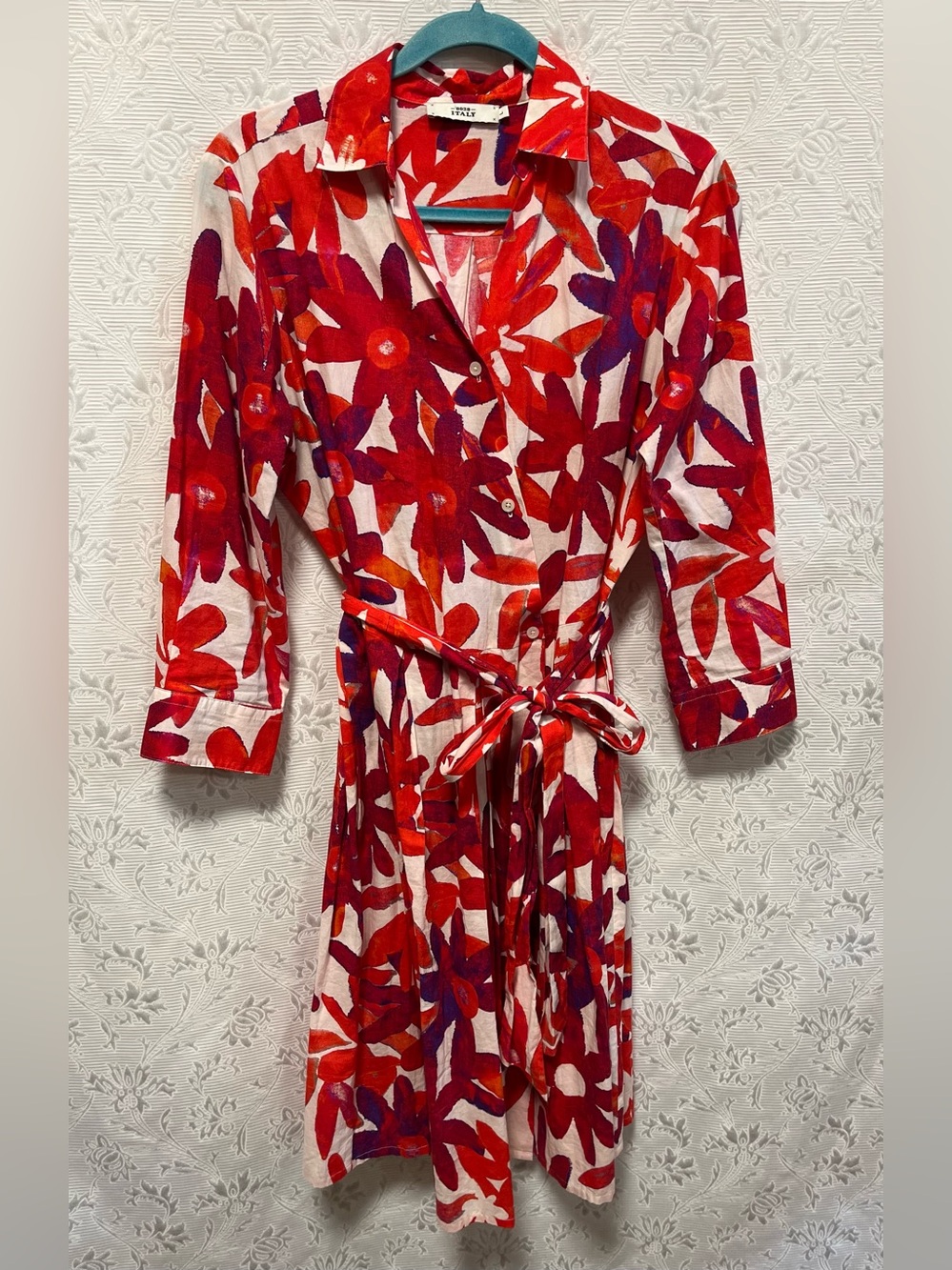 0039 Italy Cotton Floral Dress L